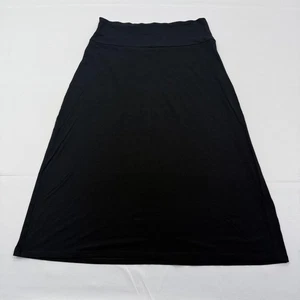 Eileen Fisher Women Medium Pull On Midi A Line Skirt Black Bias Seam Jersey Knit - Picture 1 of 9