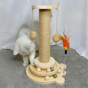 Cat Scratcher Toy with Ball Turntable Sisal Board Cat Scratching Post Interactiv - Picture 1 of 6