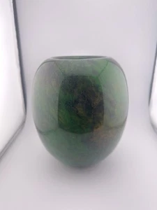 Ceramic Glazed Green Pot Jade Dark Green 8” Tall - Picture 1 of 5
