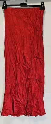 H&M RED CRINKLE SATIN MAXI SKIRT SIZE S UK 8 - Image 1 of 4
