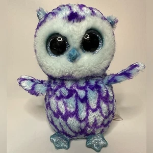 Ty Beanie Boo Oscar die Eule lila und blau Plüsch glitzernde Augen - Bild 1 von 13