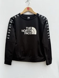 The North Face Tape Sleeve Crew Sweatshirt T93YKD Black Womens Medium 22" PTP - Picture 1 of 11