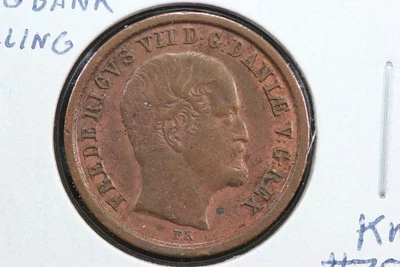 1853 Denmark 1 Rigbank Skilling BU 57QH - Image 1 of 4