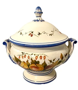Vintage Soup Toureen Hand Painted W Lid 12x13 Inch Made In Italy - Picture 1 of 9