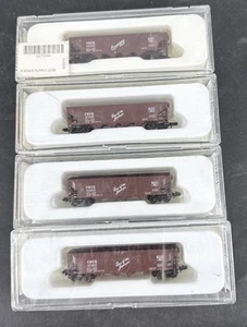 Set Of 4 N Scale Con Cor Burlington 75 Ton Hopper Cars 0001-1-175117 L/N In Box - Picture 1 of 6