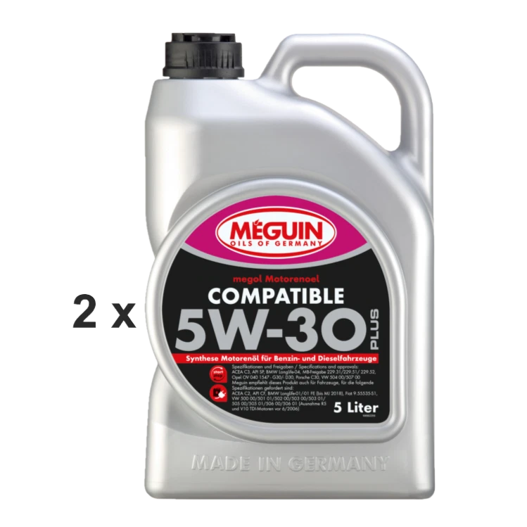 Meguin Megol Motorenoel Compatible SAE 5W-30 Plus 2x 5 Liter Kan Motoröl BMW LL