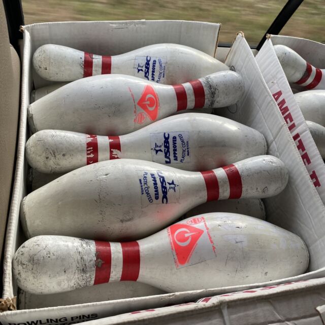 Vintage Hand Painted Wood Bowling Set - 15 Piece Set