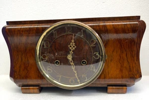 Antique German Art Deco Burl Mantel Clock - Picture 1 of 8