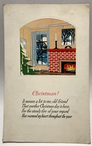 ¡Navidad! Fireside, luz de luna, árbol con velas, postal vintage - Imagen 1 de 2