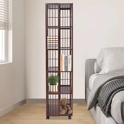 Estantería giratoria de 6 niveles estantería de almacenamiento de libros estantería giratoria de pie Foto 1 de 4