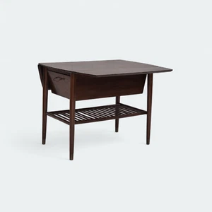 50er Jahre, Dänischer klappbarer Couchtisch mit Schublade und Ablage, Originalzustand. - Bild 1 von 23