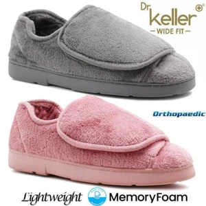 Ladies Wide Fit Memory Foam Slippers Dunlop Washable Diabetic Orthopaedic Shoe - Picture 1 of 23