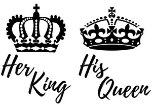 Her King His Queen Iron On Transfer For T-Shirt + Light & Dark Color Fabrics #2 - Picture 1 of 10