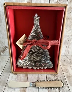 New MUD PIE Metal Holly Christmas Tree Dip Cup Spreader Set 2016 - New in Box - Picture 1 of 6