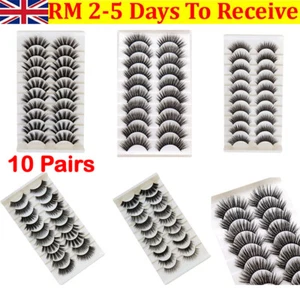 10Pairs 3D Fake Eyelashes Long Thick Natural False Eye Lashes Set Mink Makeup UK - Picture 1 of 38
