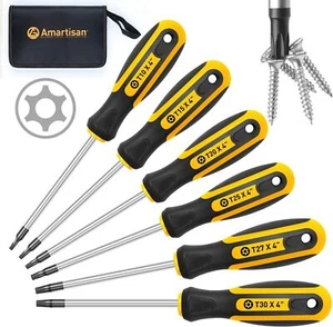 6 Piece Security Tamper Proof Torx Screwdriver Set T10 T15 T20 T25 T27 T30 - Picture 1 of 7