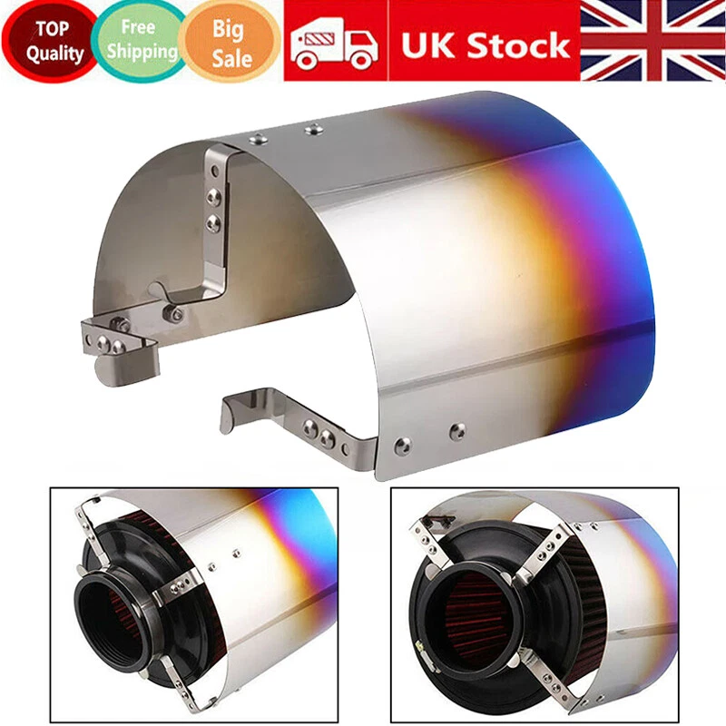 Universal 2.5-5.5" Car Cone Stainless Steel Heat Shield Air Intake Filter Covers - Image 1 of 4