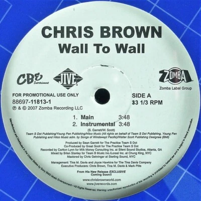 CHRIS BROWN "WALL TO WALL" 2007 12" VINYL PROMO SINGLE 4 MIXES *SEALED* Foto 1 de 4