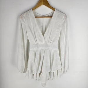 Traje de Juego Dissh para Mujer Talla 6 Blanco Manga Larga Cuello en V Cintura Lazo Trasero Cremallera Plisado - Imagen 1 de 8