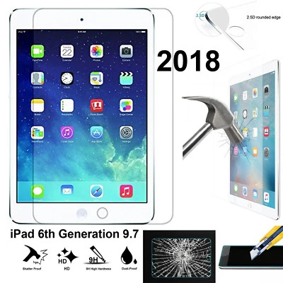 Full 9H Tempered Glass for Apple iPad 6 screen protector 9.7 6th Generation 2018 - Image 1 of 2
