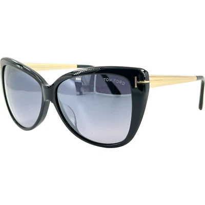 Óculos de sol Tom Ford FT0512F feminino plástico 01C preto brilhante 59-12 com espelho Itália - Imagem 1 de 4