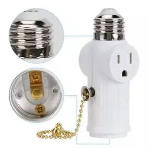 Light Bulb Outlet Socket Adapter 2/3Prong E26 Screw Light Socket to Plug Adapter - Picture 1 of 13