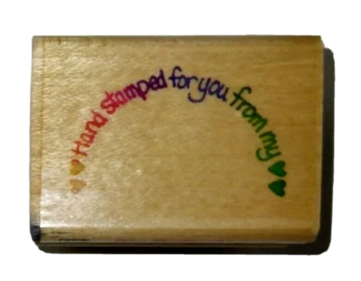 Stampendous Hand Stamped Arc with Hearts J072 Wood Mounted Rubber Stamp - Image 1 of 4