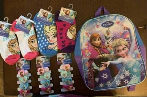 Disney Frozen Combo-mini backpack, 4 pair of socks,3 packs of  Hair Accessories - Picture 1 of 5