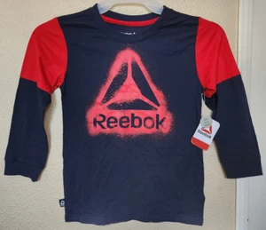 Reebok Boys Graphic Tee Color Blue Navy Red LS Tee Shirt Size S (6/7) BRAND NEW - Picture 1 of 4