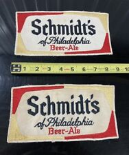 Pair Vintage SCHMIDT'S Philadelphia Beer Ale LARGE Embroidered Uniform Patches