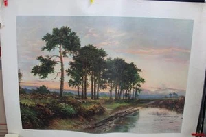 Large Vintage Lithograph Print "Harp Of Trees" By Daniel Sherrin. - Picture 1 of 5