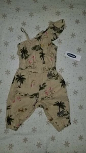 Old Navy Baby Girl Linen Blend One Shoulder Animal Print Romper Sz.0-3m - Picture 1 of 10
