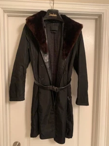 Prada Black Coat Women's Size 38 - Beaver Fur Lined - Very Good Condition - Picture 1 of 4