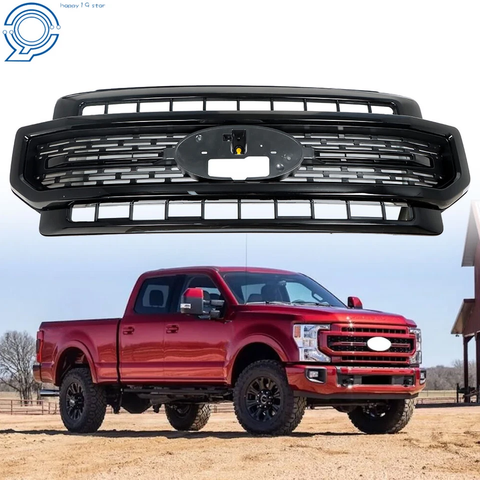 Fit For 2020 2021 2022 Ford F-250 F-350 Super Duty Sport Glossy Black Grille Foto 1 de 4