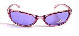 Neu mit Etikett Vintage 90er Jahre rechteckige sportliche Sonnenbrille Acetat (Kristallrosa) - Bild 1 von 5