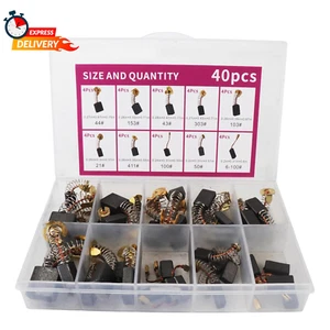 Electric Motor Carbon Brushes 40Pcs 10 Different Models of Carbon Brushes Suitab - Picture 1 of 12
