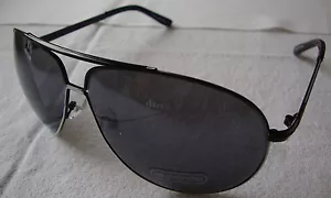 Aviator Sunglasses Black White Frame Black Lens Womens Mens Shades UV Potection - Picture 1 of 4