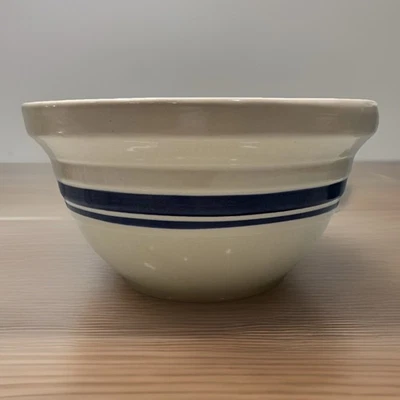 Heavy Mixing Bowl by Ohio Stoneware 10” 3.94 Qt Dominion With Blue Stripes