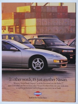 Nissan Turbo Z 1990 coche de importación del año anuncio impreso original de dos páginas Foto 1 de 3