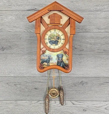 Bradford Exchange Boisterous Black Lab Battery Operated Cuckoo Clock - Working - Image 1 of 4