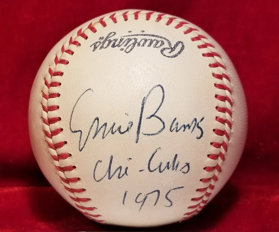 1975 ERNIE BANKS Signed Inscribed BALL hof vtg Auto CHICAGO CUBS TEAM Baseball - Image 1 of 4