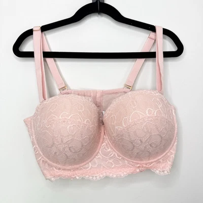 Sujetador Leonisa Mujer 38 Sin Tirantes Convertible Encaje Longline Rosa Con Aros Acolchado Foto 1 de 4