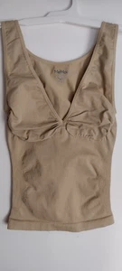 MEMOI SIZE LARGE BEIGE V-NECK SEAMLESS WIRELESS PULLOVER CAMISOLE TANK NEW - Picture 1 of 7