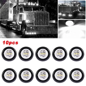 10PCS White Side Marker Lights LED Truck Trailer Side Bullet Clearance Light 12V - Picture 1 of 7