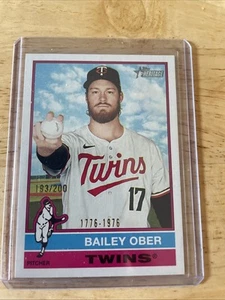 2025 Topps Heritage Bailey Ober Bicentenario 193/200 SP Gemelos 1776-1976 - Imagen 1 de 2