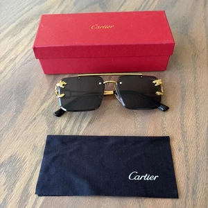 Cartier Acetate Double Leopard Head Polarized Sunglasses. NEW IN BOX. With Cloth - Picture 1 of 11