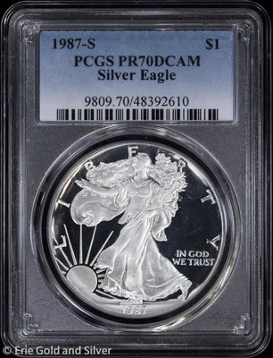 American Silver Eagle 1987-S prueba de $1 graduación profesional PR 70 DCAM Foto 1 de 4