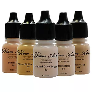 "Satin Medium Collection" Set of 5 Glam Air Airbrush Makeup Foundation - Picture 1 of 6