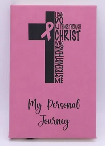 ICH KANN ALLES TUN CHRISTUS KUNSTLEDER KREBS JOURNAL BUCH LEERE SEITEN ROSA - Bild 1 von 3
