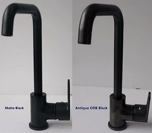 Fregadero de cocina moderno de latón mono bloque giratorio mezclador de una sola palanca negro grifo ORB - Imagen 1 de 21
